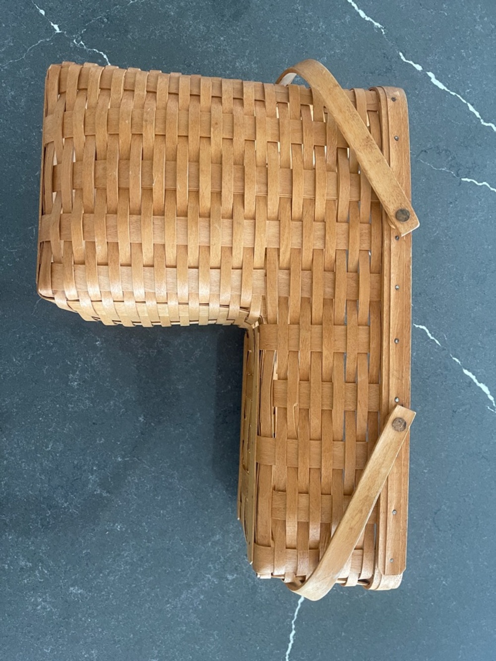 Longaberger Vintage Woven Wood Stair Basket in Warm Honey Brown